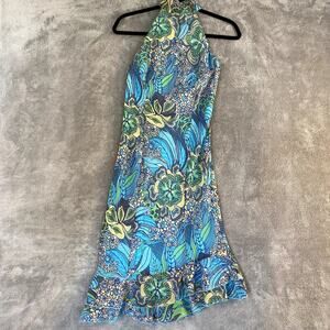 United Colors of Benetton Y2K Dress Asymmetrical Ruffle Hem Floral Pattern Small